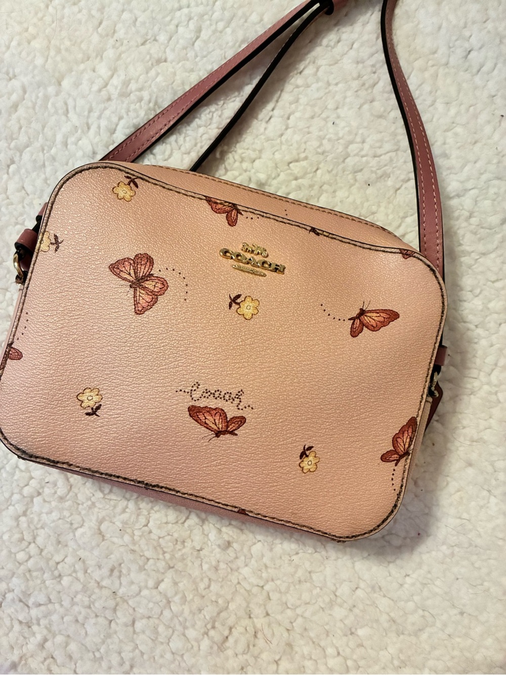 Coach Pink Butterfly Print Crossbody Bag